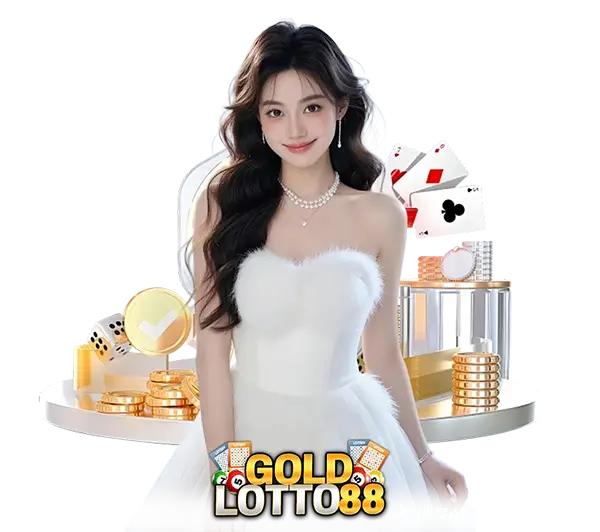 GOLDLOTTO88 คาสิโนออนไลน์และสล็อตออนไลน์ ภาพผู้หญิงพร้อมเหรียญทองและชิปเกม ลุ้นโบนัสใหญ่ เล่นง่าย ฝากถอนออโต้รวดเร็ว