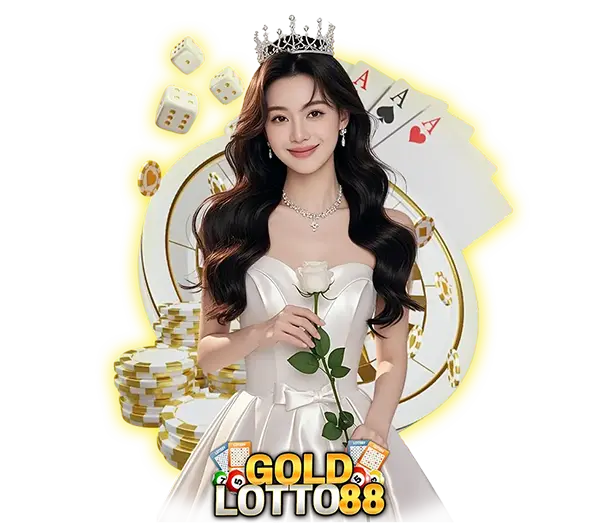 GOLDLOTTO88 สล็อตออนไลน์และคาสิโนออนไลน์ ภาพผู้หญิงพร้อมเหรียญทองและไพ่ ลุ้นโบนัสใหญ่ เล่นง่าย ฝากถอนออโต้รวดเร็ว